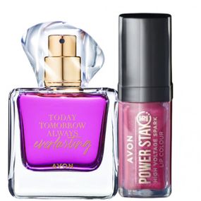 Подарунковий набір Avon TTA Everlasting 2-в-1: парфумна вода 50 мл + стійка рідка матова помада SuperStay 7 мл
