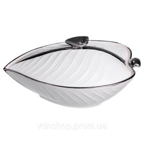 Супница 800 (мл) фарфоровая 32×21×16 (см) с крышкой Белый с серебром XL-4054AS