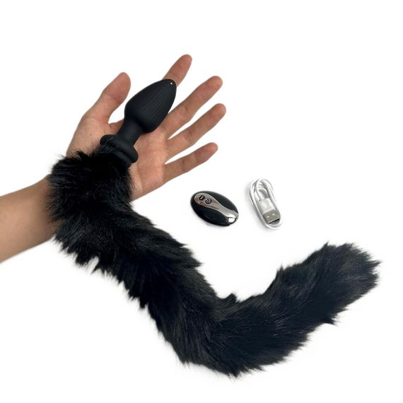 Віброанальна пробка з хвостом лисиці Fox Fantasy 10 режимів з пультом дистанційного керування, USB | Зображення 3