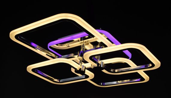 Люстра світлодіодна стельова LED світильник для квартири на стелю лед з пультом 26116 Хром 11х48х60 см. | Зображення 8