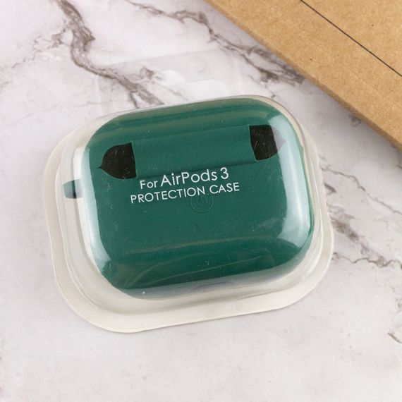 Силиконовый футляр с микрофиброй для наушников Airpods 3 Зеленый / Pine Needle | Зображення 3
