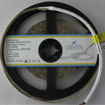 Светодиодная лента LED-STIL 4000K 6 Вт/м 2835 60 діодів IP33 24 Вольта 600 lm нейтральне світло | Зображення 3