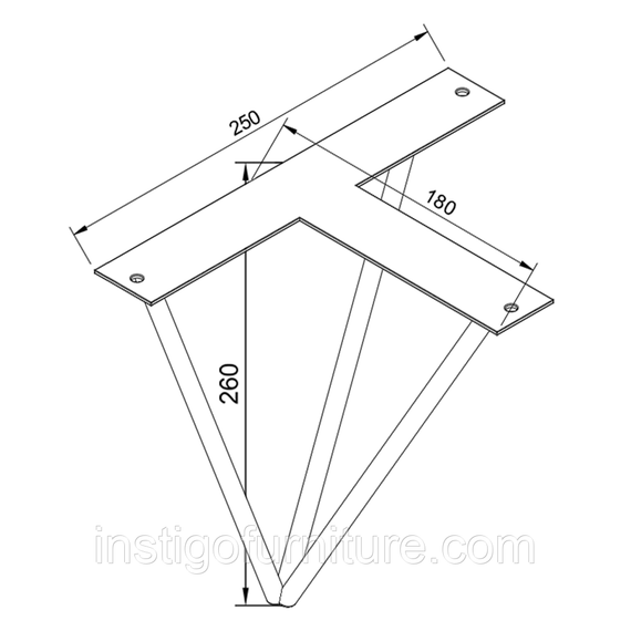 Кронштейн для полки из металла 250×180mm, H=260mm Золото | Зображення 1