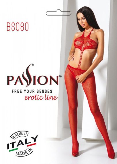 Бодистокинг с вырезом Passion BS080 Красный S/M/L | Зображення 4