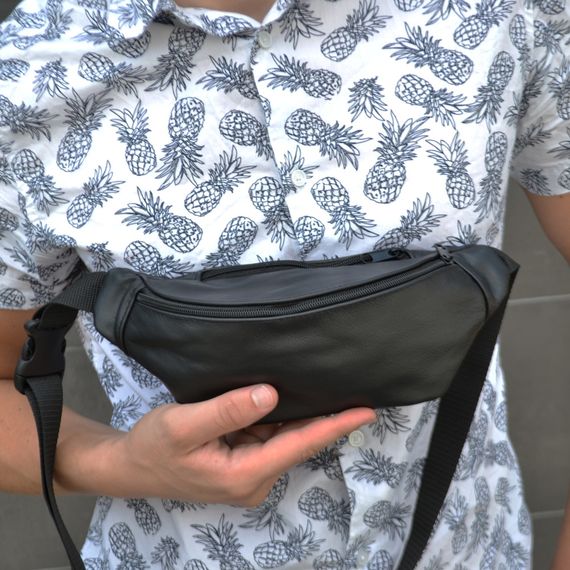 Чорна чоловіча бананка, Універсальна сумка на пояс, Чоловіча сумка барсетка, Бананка модна EO-97