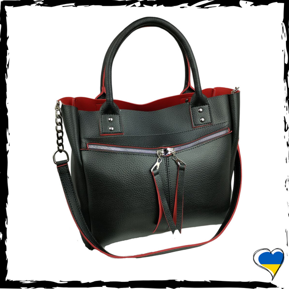 Женская сумка с экокожи. Качественная, вместительная. Сумка черная, бежевая | Зображення 2