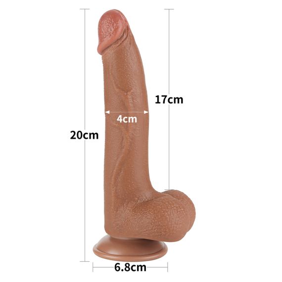 Фалоімітатор з мошонкою 8.5'' Sliding Skin Dual Layer Dong Brown Sex Aura | Зображення 1