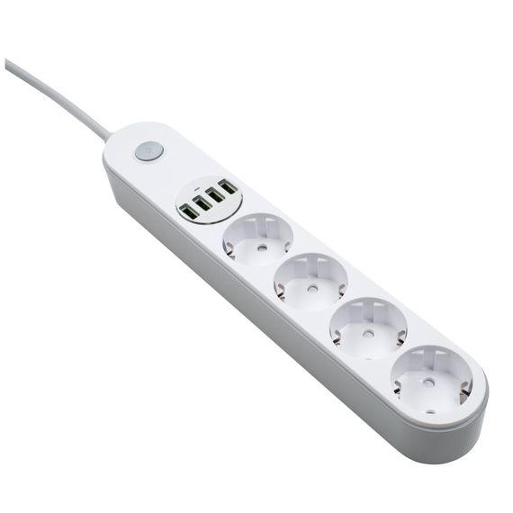 Мережевий фільтр живлення ColorWay CW-CHE44W, 4 розетки/4USB White 2M (CW-CHE44W) | Зображення 2