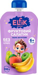 Детское пюре Фруктовый салатик из яблок, груши, персика и банана Elfik Magic 100 г