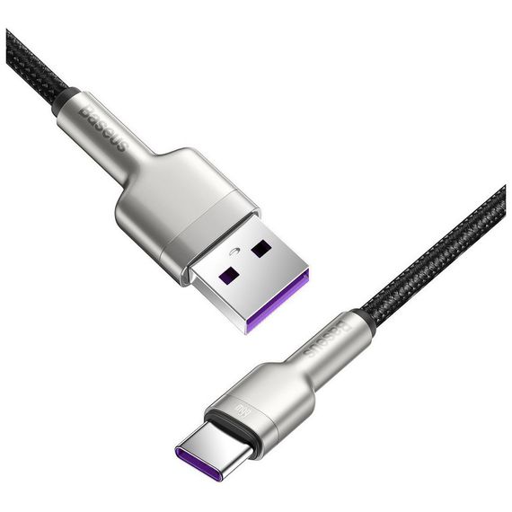 Дата кабель USB 3.1 AM to Type-C 0.25m CAKF 6.0A 66W Cafule Series Metal Data Cable Black Baseus (CAKF000001) | Зображення 2