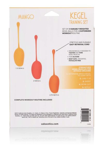Набор вагинальных шариков - Calexotics Kegel Training Set Mango Sex Aura | Зображення 2