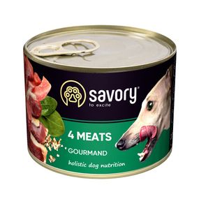 Корм вологий Savory Dog Gourmand 4 meats паштет для дорослих собак усіх порід з чотирма видами м’яса 200 г