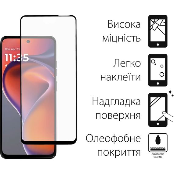 Скло захисне Dengos Full Glue Motorola G15/G15 Power (black) (TGFG-397) | Зображення 1