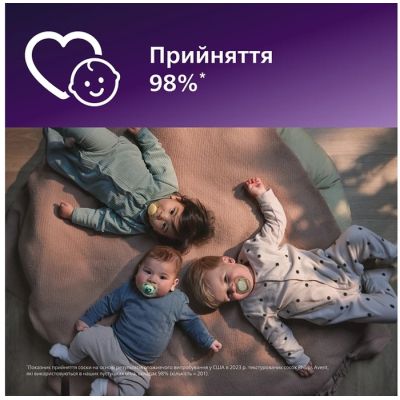 Пустышка Philips AVENT Ultra Air 0-6 місяців 2 шт жовто-фіолетова (SCF087/04) | Зображення 3