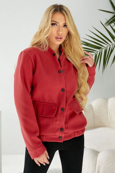 Бомбер женский искусственный кашемир, цвет темно-коралловый, 257R325 | Зображення 6