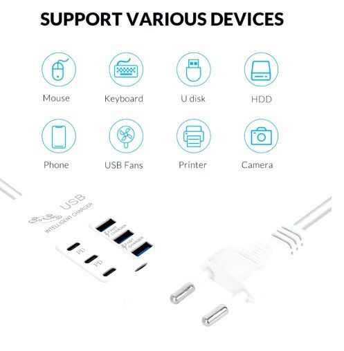 Адаптер блок питания USB на 6 портов зарядное устройство 3а 5 вольт 35W | Зображення 1