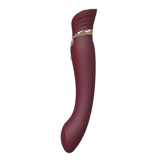 Смартвібратор 3в1 Zalo — Queen Wine Red, пульсівна перлина та вакуум, кристал Swarovski Sex Aura | Зображення 3