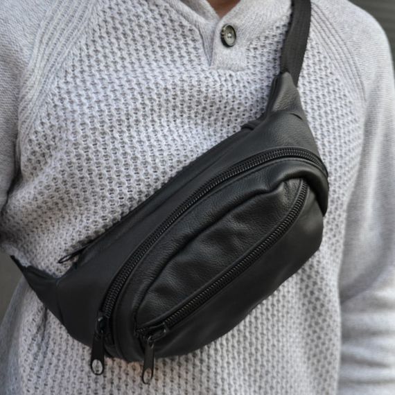 Бананка кожаная универсальная текстурная, Мужская бананка из натуральной кожи, Сумка WL-242 для торговли