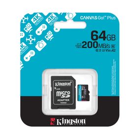Карта пам'яті Kingston Canvas GO! Plus microSDHC Class 10 UHS-I U3(R200MB/s), 64GB