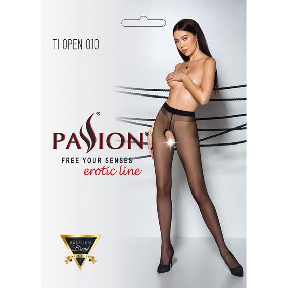 Колготки з відкритим доступом, контрастна лінія Passion TIOPEN 010 1/2 (20 den), black | Зображення 4