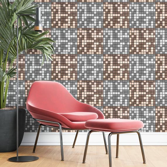 Самоклеюча алюмінієва плитка мідна мозаїка 300х300х3мм SW-00001157 | Зображення 5