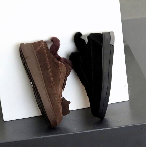 Стильные низкие шоколадные зимние ботинки натуральная замша | Зображення 9