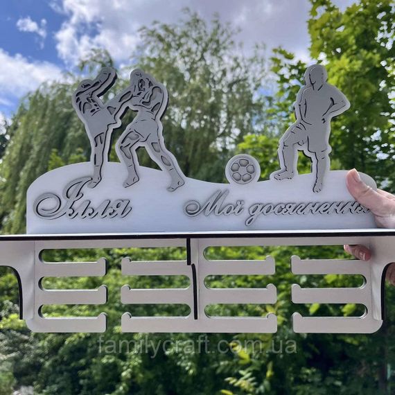 Медальница с полкой деревянный держатель для медалей Органайзер для наград | Зображення 1