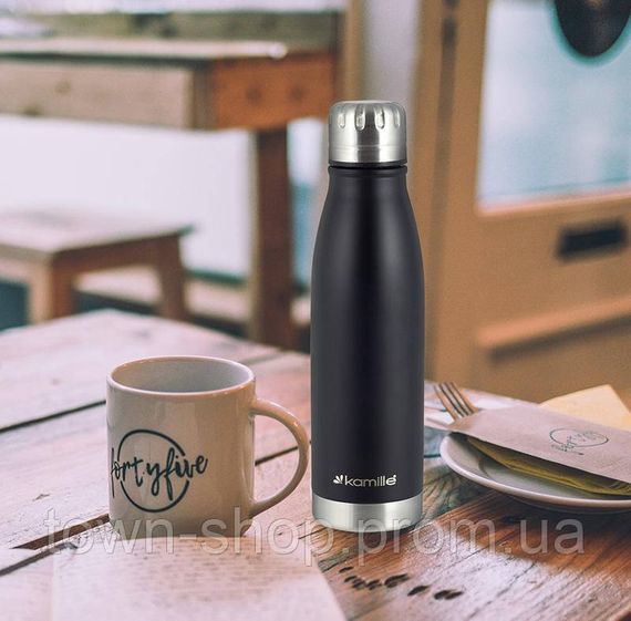 Термос-бутылка Kamille Bottle 500мл черный KM-2037 | Зображення 4