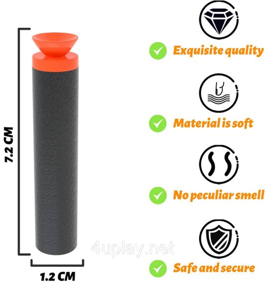 Патроны с присосками для NERF Игрушечные пули стрелы для бластеров Нерф EKIND Suction Foam Darts Black 10шт. | Зображення 1