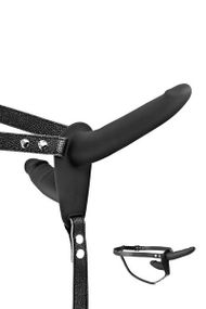 Двойной страпон Fetish Tentation Strap-On with Double Dildo Red, Черный