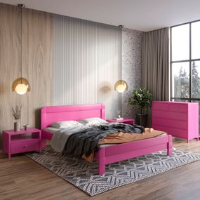 Двоспальне дерев&#039;яне ліжко Mebigrand Тоскана Рожевий (S2060R30B) 160х190 см (MBG-3630)