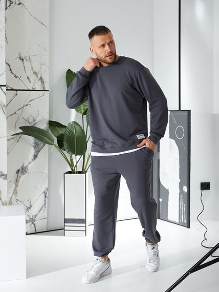 Мужской спортивный костюм свободный с эффектом 2 в 1, LI2015 цвет серый, размер 54/56