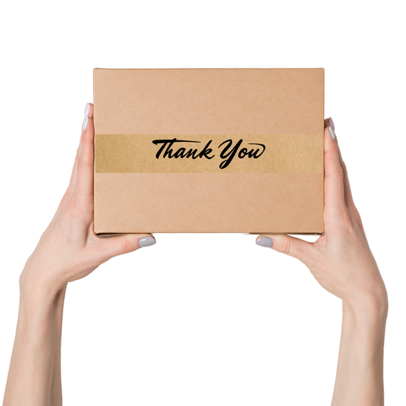Скотч этикетка крафт "Thank You 02", 50х294 мм (100 шт/рулон) с принтом, самоклеющаяся Viskom | Зображення 1
