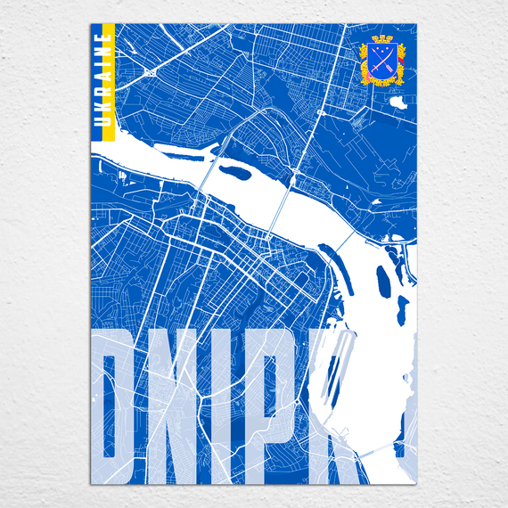 Плакат-постер з принтом Кавун Карта міста Дніпро Україна. Map of Dnipro Ukraine ПЛ000849(A4) | Зображення 1
