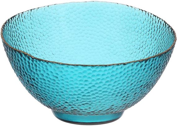 Салатник скляний "Bauble" Ø17х12см смарагдовий із золотою облямівкою