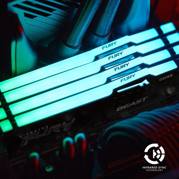Модуль пам'яті для комп'ютера DDR5 64GB (2x32GB) 5200 MHz Beast RGB EXPO Kingston Fury (ex.HyperX) (KF552C36BBEAK2-64) | Зображення 8