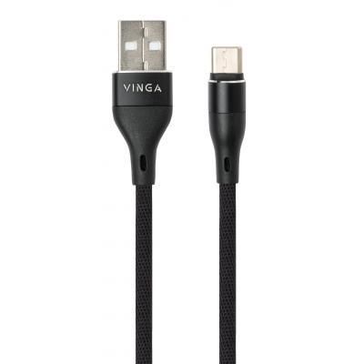 Дата кабель USB 2.0 AM to Type-C 1.0m cylindric nylon back Vinga (VCPDCTCCANB1BK) | Зображення 1