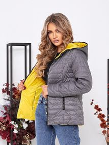Куртка двостороння, арт.185, сірий / жовтий