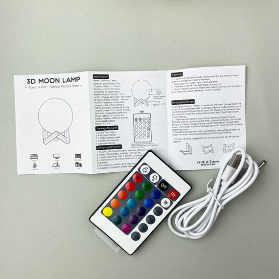 Світильник настільний Місяць 3D RGB 15 см + пульт | Зображення 5