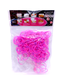 Резинки для плетения браслетов Loom Bands 200 шт розово-фиолето с крючком и S-клипсами