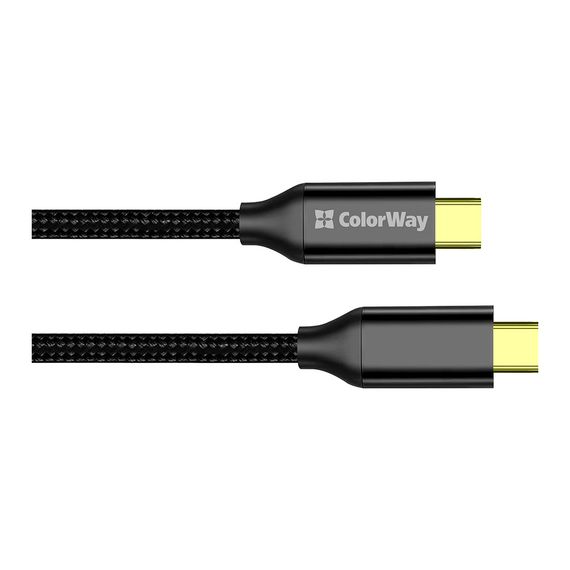Дата кабель USB-C to USB-C 1.0m USB3.2 (20Gbps 4K PD100W) Gen2 5А black ColorWay (CW-CBPDCC062-BK) | Зображення 1