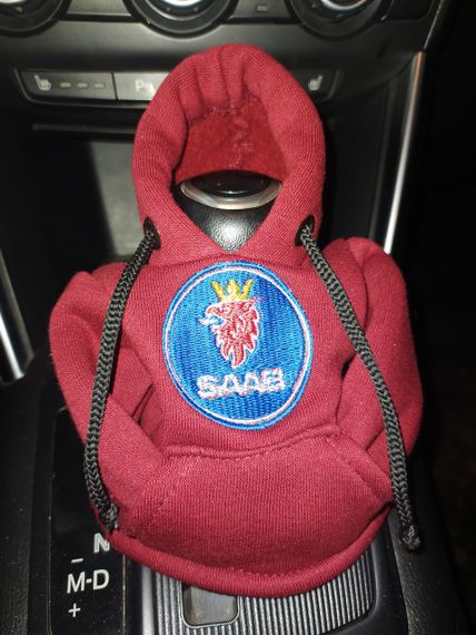Чехол кофта Худи аксессуар на КПП Car Hoodie Saab Сааб бордовый  подарок автомобилисту 10070