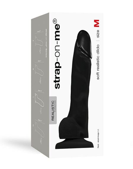 Реалистичный фаллоимитатор Strap-On-Me SOFT REALISTIC DILDO Black - Size M | Зображення 2