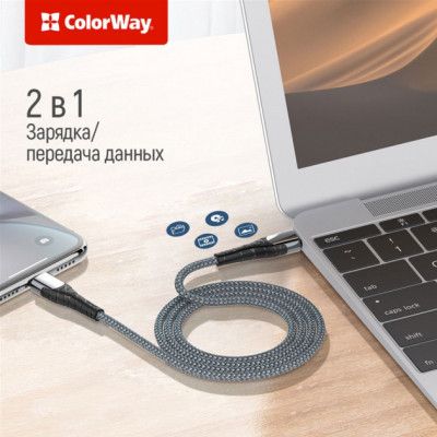Дата кабель USB-C to Lightning 2.0m ColorWay (CW-CBPDCL036-GR) | Зображення 7