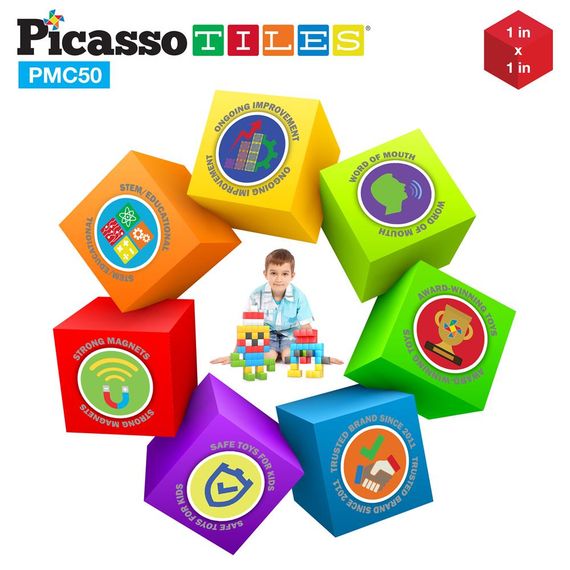 Конструктор магнітний BUILDING CUBES PMC50/23645 PICASSO TILES, 50 деталей, у коробці | Зображення 5