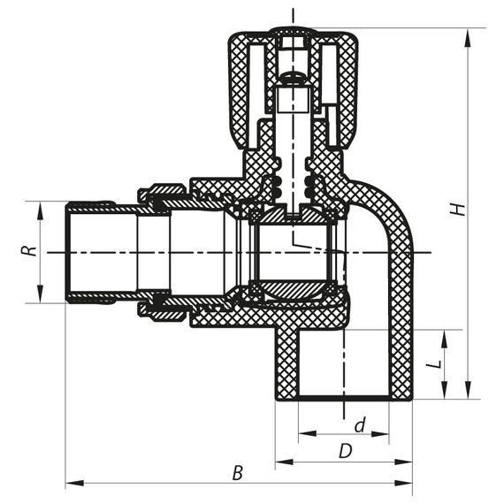 Кран радіаторний 25x3/4 кутовий PPR Koer K0158.PRO (KP0202) | Зображення 1