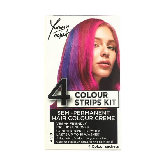 Краска для волос из 4 цветных полосок Яркая YUMMY COLOUR 4 COLOUR STRIPS KIT Vivid Stargazer