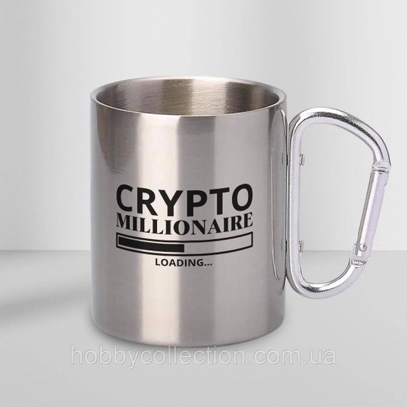 Кружка металева з карабіном "Crypto Millionaire" 300 мл Срібляста | Зображення 1