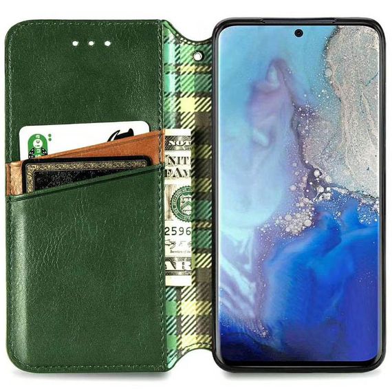 Кожаный чехол-книжка GETMAN Cubic (PU) для Xiaomi Redmi Note 9 / Redmi 10X Зеленый | Зображення 1