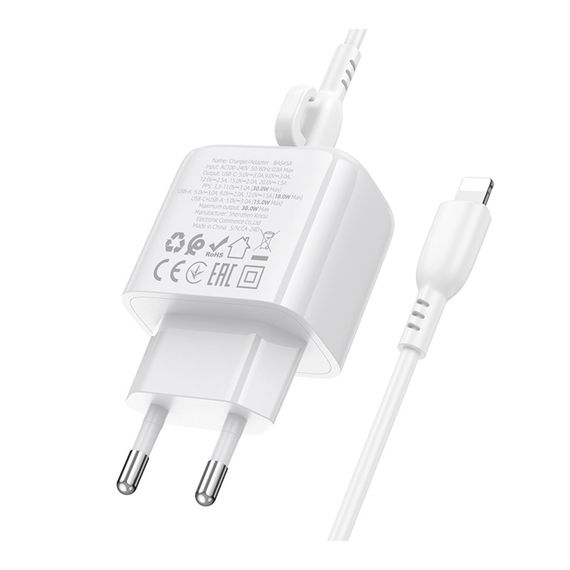 Мережевий зарядний пристрій Borofone BAS45A 1 USB-C/1USB PD/QC 30W+Type-C to Lightning | Зображення 6